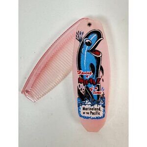Vintage Marineland Of The Pacific Pink Whale Folding Comb